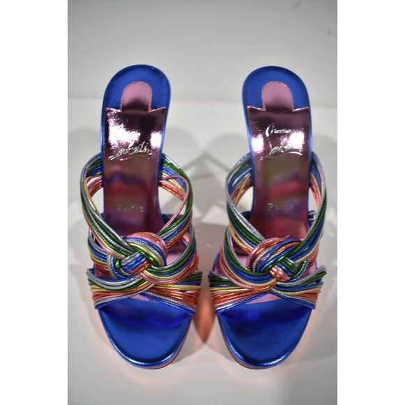 Christian Louboutin Multitaski Alta 120 Multicolor Backless Sandal Heel Pump 37 - Picture 7 of 12